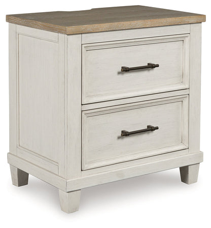 Shaybrock King Panel Bed with Mirrored Dresser, Chest and 2 Nightstands in Antique White from Ashley - Luna Furniture