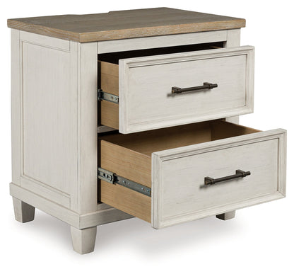 Shaybrock King Panel Bed with Mirrored Dresser, Chest and 2 Nightstands in Antique White from Ashley - Luna Furniture