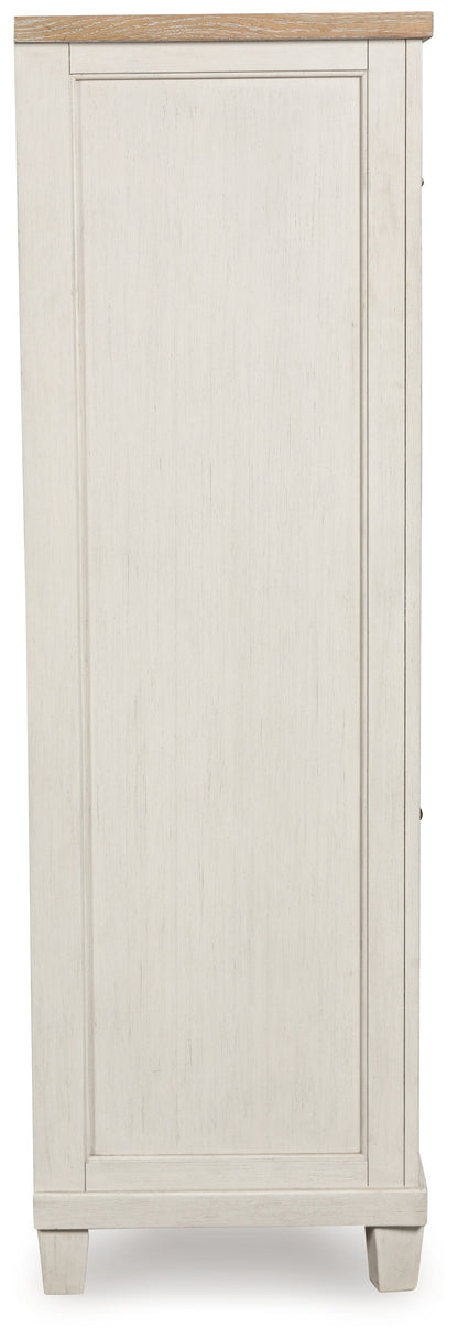 Shaybrock King Panel Bed with Mirrored Dresser, Chest and 2 Nightstands in Antique White from Ashley - Luna Furniture