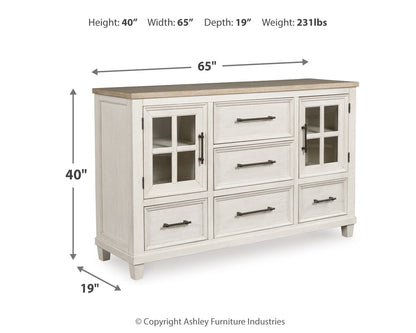 Shaybrock Queen Panel Bed with Dresser and 2 Nightstands in Antique White from Ashley - Luna Furniture