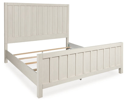 Shaybrock Queen Panel Bed with Mirrored Dresser and Chest in Antique White from Ashley - Luna Furniture