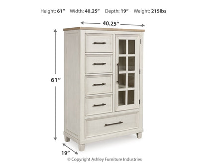 Shaybrock Queen Panel Bed with Mirrored Dresser and Chest in Antique White from Ashley - Luna Furniture