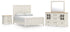 Shaybrock Queen Panel Bed with Mirrored Dresser and Nightstand in Antique White from Ashley - Luna Furniture