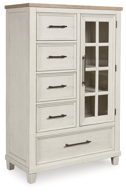 Shaybrock Queen Panel Bed with Mirrored Dresser, Chest and Nightstand in Antique White from Ashley - Luna Furniture