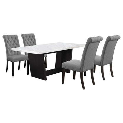 Sherry 5-piece Rectangular Marble Top Dining Table Set Grey - 115511-S5G
