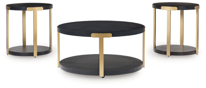 Shylore Black/Brass Finish Table (Set of 3) - T410-13