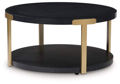Shylore Black/Brass Finish Table (Set of 3) - T410-13