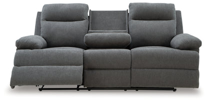 Side-Swipe Charcoal Reclining Sofa with Drop Down Table - PC9140689
