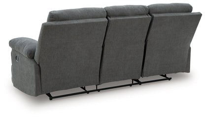 Side-Swipe Charcoal Reclining Sofa with Drop Down Table - PC9140689