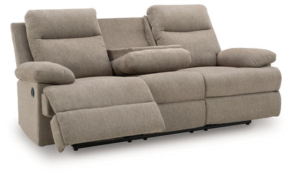 Side-Swipe Mocha Reclining Sofa with Drop Down Table - PC9140589