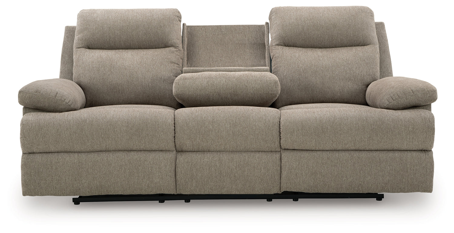 Side-Swipe Mocha Reclining Sofa with Drop Down Table - PC9140589