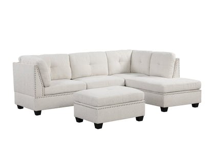 Sienna Boucle Sand Sectional + Ottoman Set - Sienna Boucle Sand