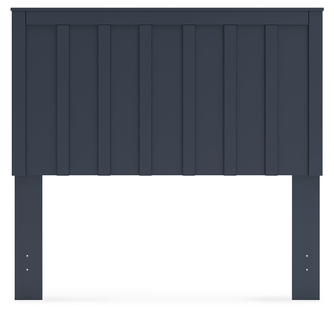 Simmenfort Full Panel Headboard with Dresser and 2 Nightstands in Navy Blue - PKG020610