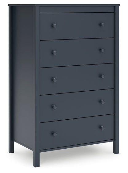 Simmenfort Full Panel Headboard with Dresser, Chest and 2 Nightstands in Navy Blue - PKG020611