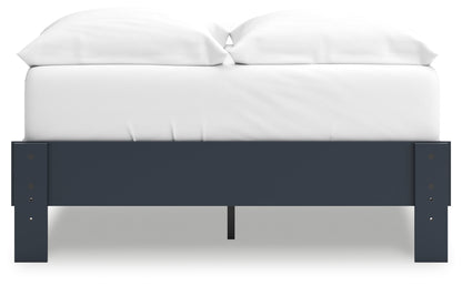 Simmenfort Full Platform Bed with 2 Nightstands in Navy Blue - PKG020629