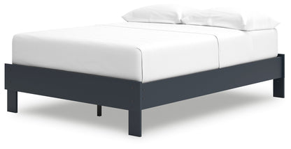 Simmenfort Full Platform Bed with 2 Nightstands in Navy Blue - PKG020629