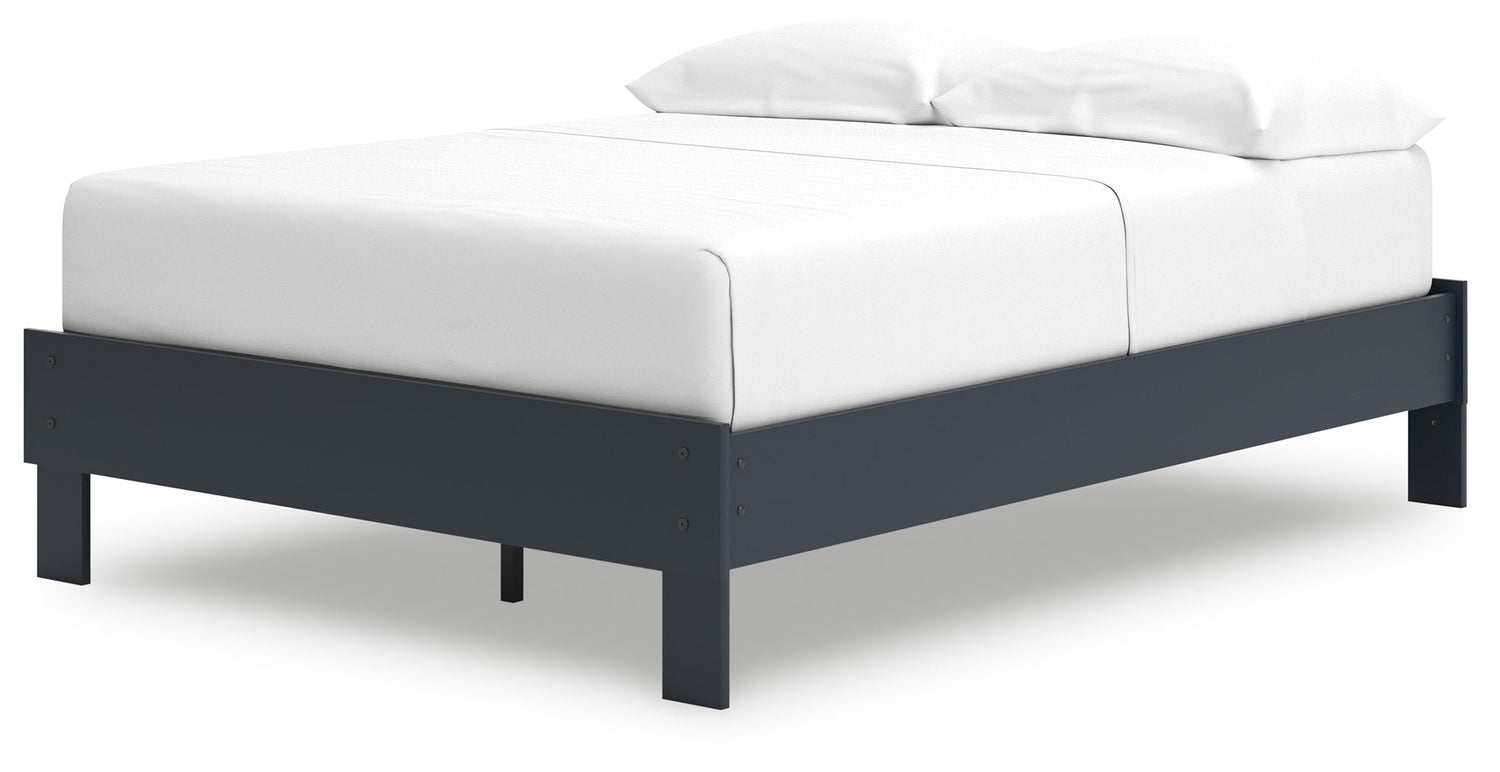 Simmenfort Full Platform Bed with Dresser and Nightstand in Navy Blue - PKG020626