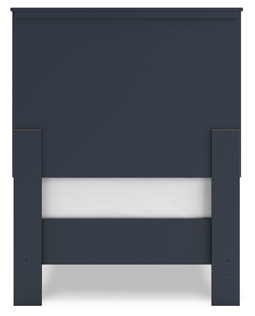 Simmenfort Twin Panel Headboard with Dresser and 2 Nightstands in Navy Blue - PKG020603