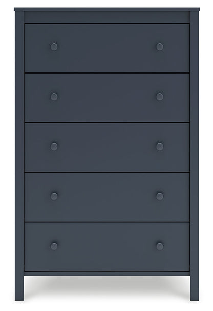 Simmenfort Twin Panel Headboard with Dresser, Chest and Nightstand in Navy Blue - PKG020607
