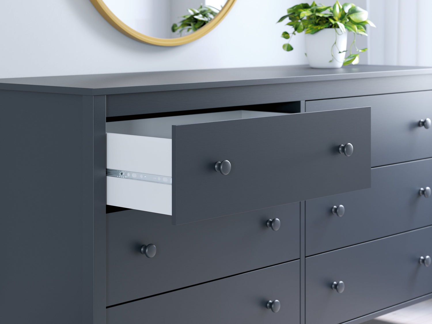 Simmenfort Twin Platform Bed with Dresser and Nightstand in Navy Blue - PKG020619