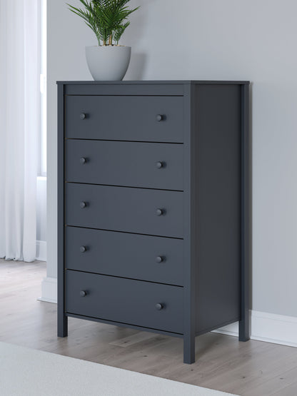 Simmenfort Twin Platform Bed with Dresser, Chest and 2 Nightstands in Navy Blue - PKG020618