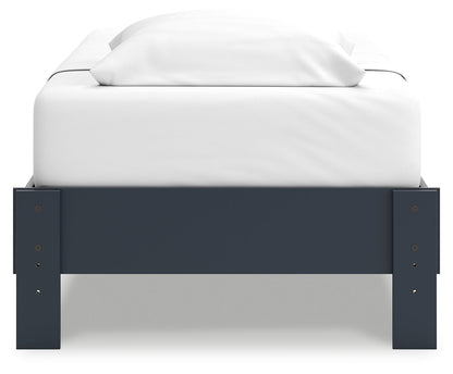 Simmenfort Twin Platform Bed with Dresser in Navy Blue - PKG020616