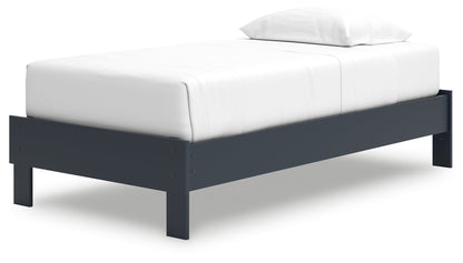 Simmenfort Twin Platform Bed with Dresser in Navy Blue - PKG020616