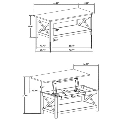 Skyview 3-piece Rectangular Lift Top Coffee Table Set White - 722088-S3