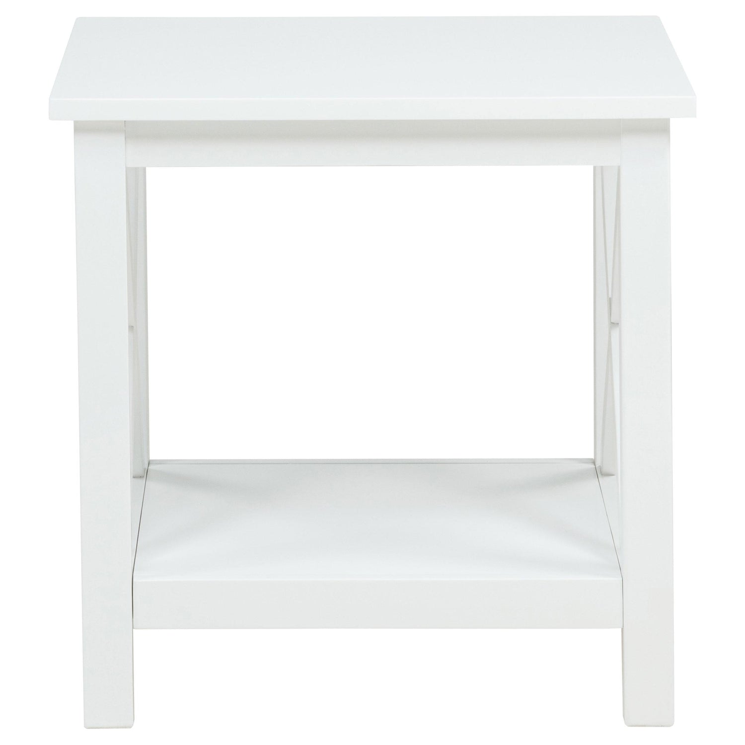 Skyview Square Pine Wood Side End Table with Shelf White - 722087
