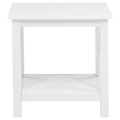 Skyview Square Pine Wood Side End Table with Shelf White - 722087