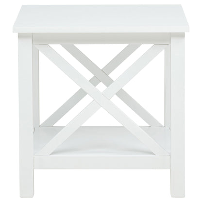 Skyview Square Pine Wood Side End Table with Shelf White - 722087