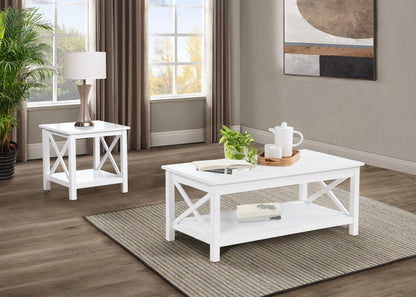 Skyview Square Pine Wood Side End Table with Shelf White - 722087