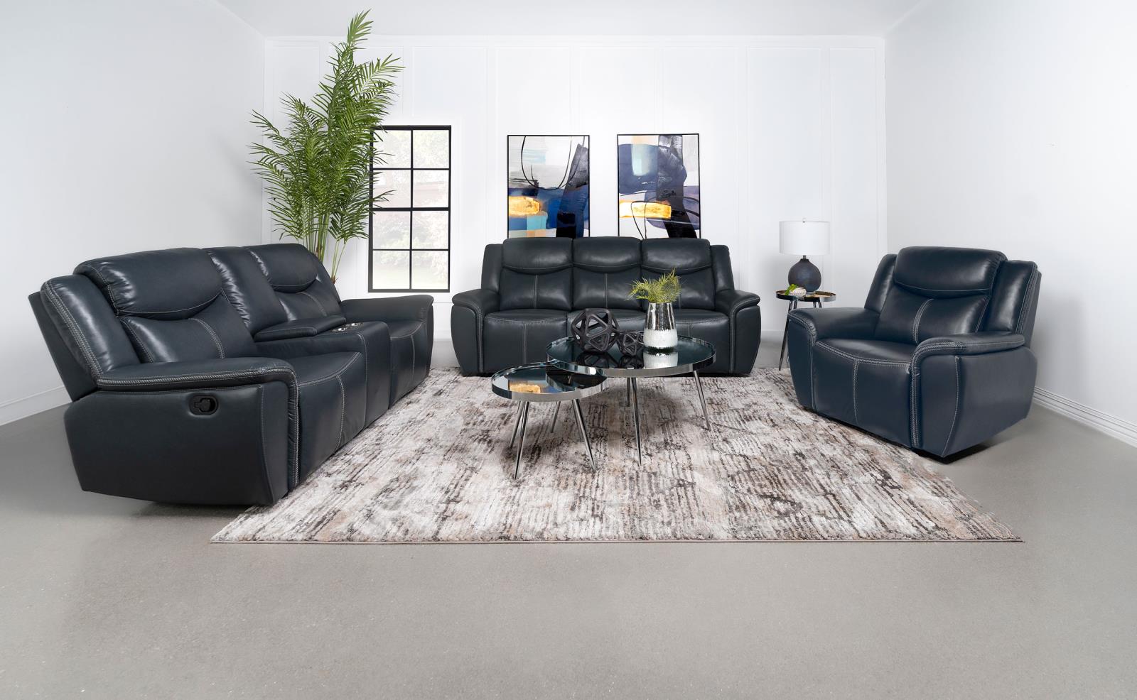 Sloane Blue 3-Piece Upholstered Motion Reclining Sofa Set from Coaster - Luna Furniture