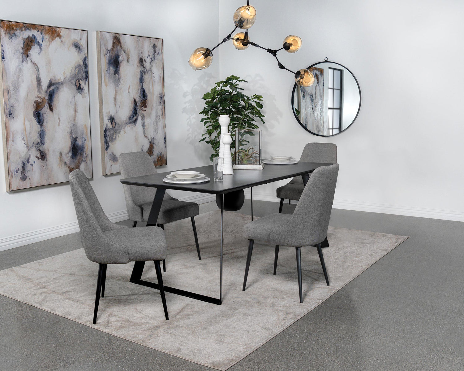 Smith 5-piece Rectangular Ceramic Top Dining Table Set Black - 115231-S5