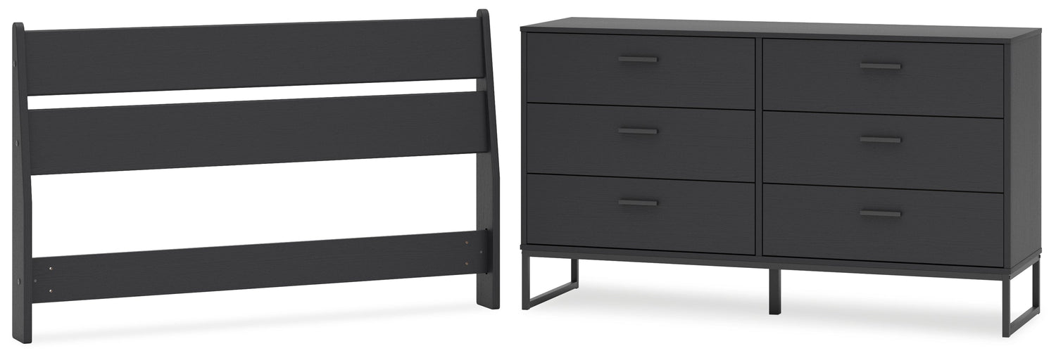 Socalle Full Panel Headboard with Dresser in Black - PKG018860
