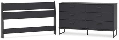 Socalle Full Panel Headboard with Dresser in Black - PKG018860