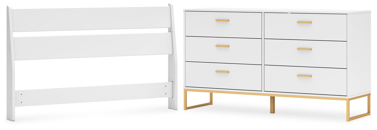 Socalle Full Panel Headboard with Dresser in Two-tone - PKG018896