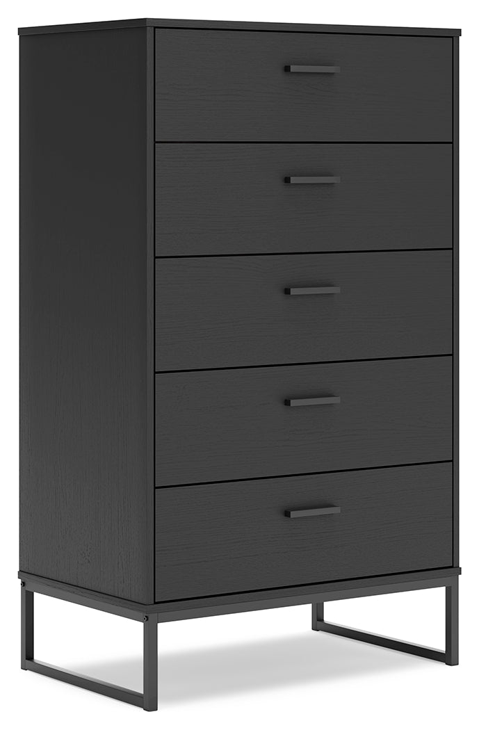 Socalle Full Panel Platform Bed with Dresser, Chest and Nightstand in Black - PKG018875