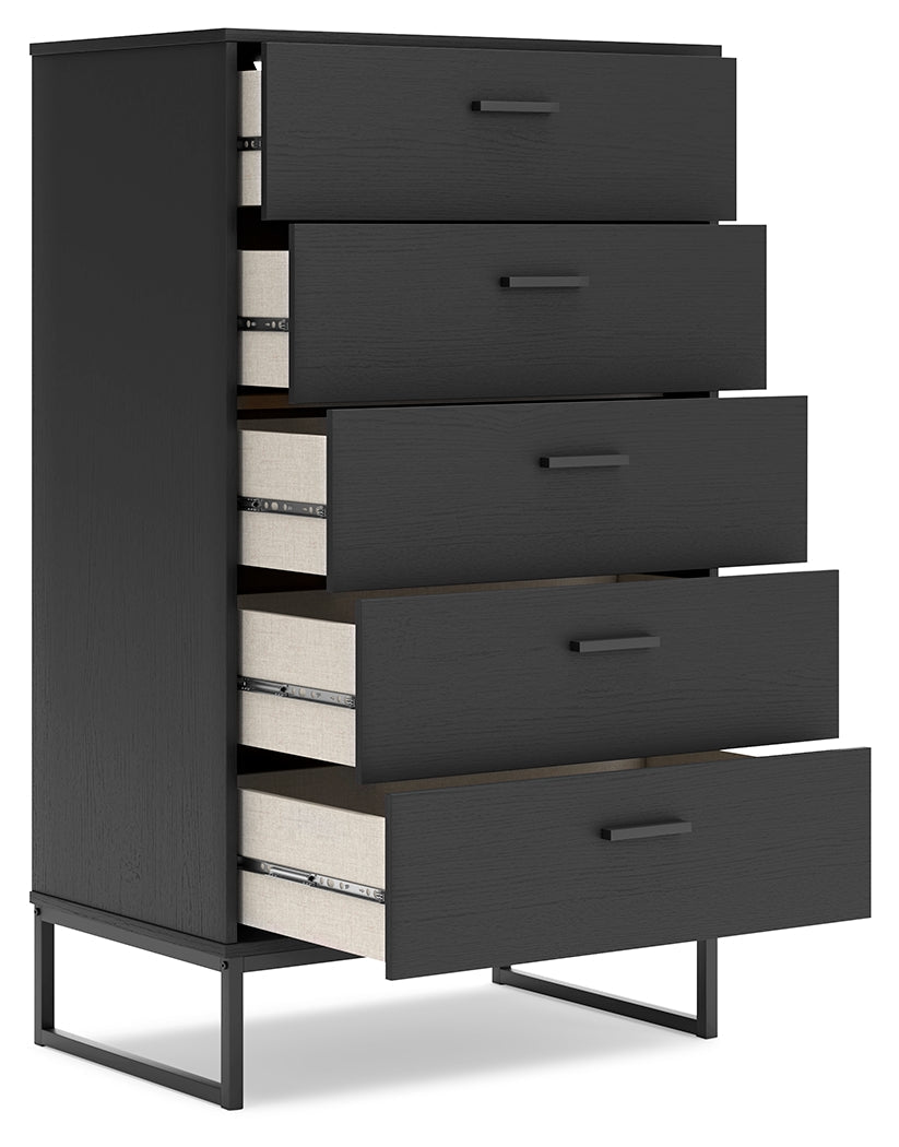 Socalle Full Panel Platform Bed with Dresser, Chest and Nightstand in Black - PKG018875