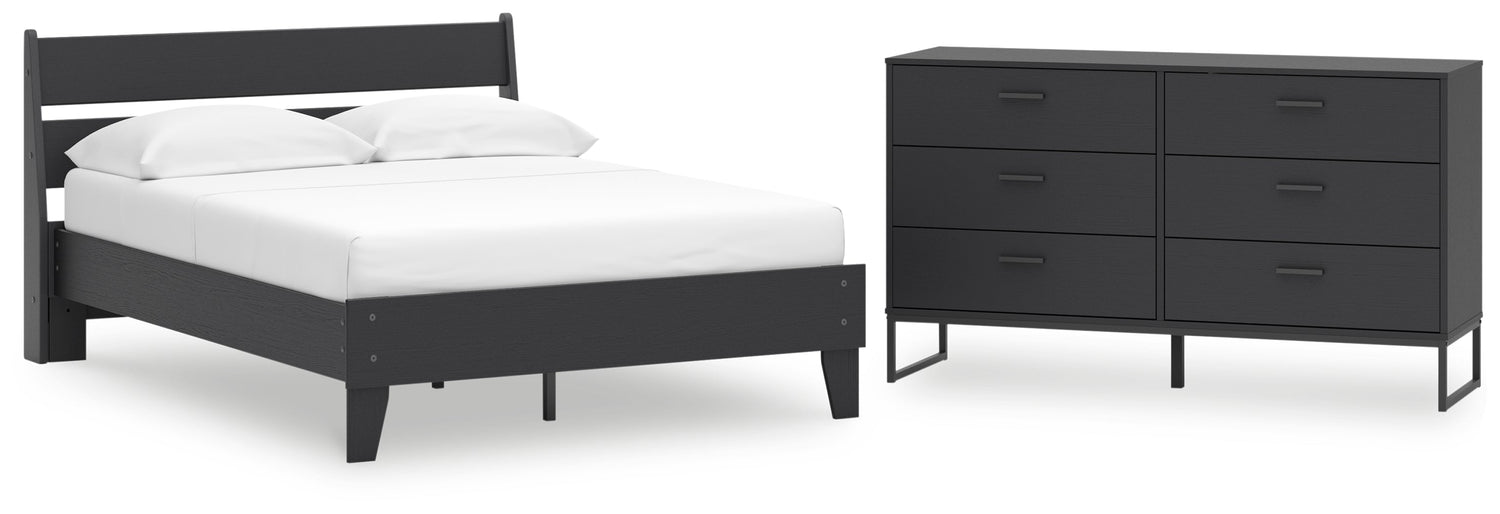 Socalle Full Panel Platform Bed with Dresser in Black - PKG018872