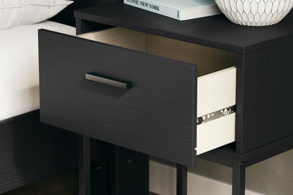 Socalle Full Platform Bed with 2 Nightstands in Black - PKG019045