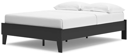 Socalle Full Platform Bed with Dresser, Chest and 2 Nightstands in Black - PKG019044