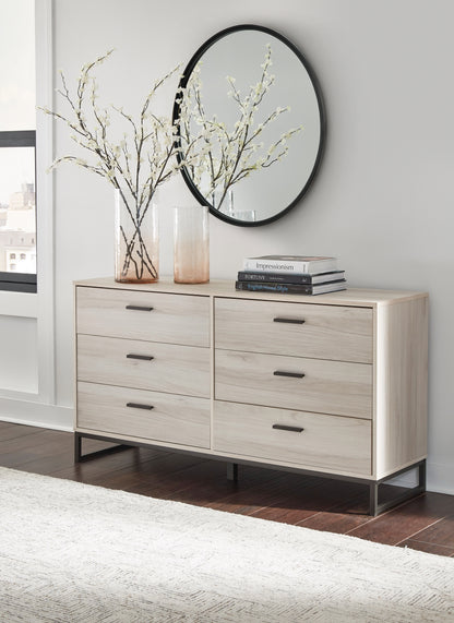 Socalle Light Natural Queen Panel Platform Bed with Dresser and Nightstand - EB1864B4