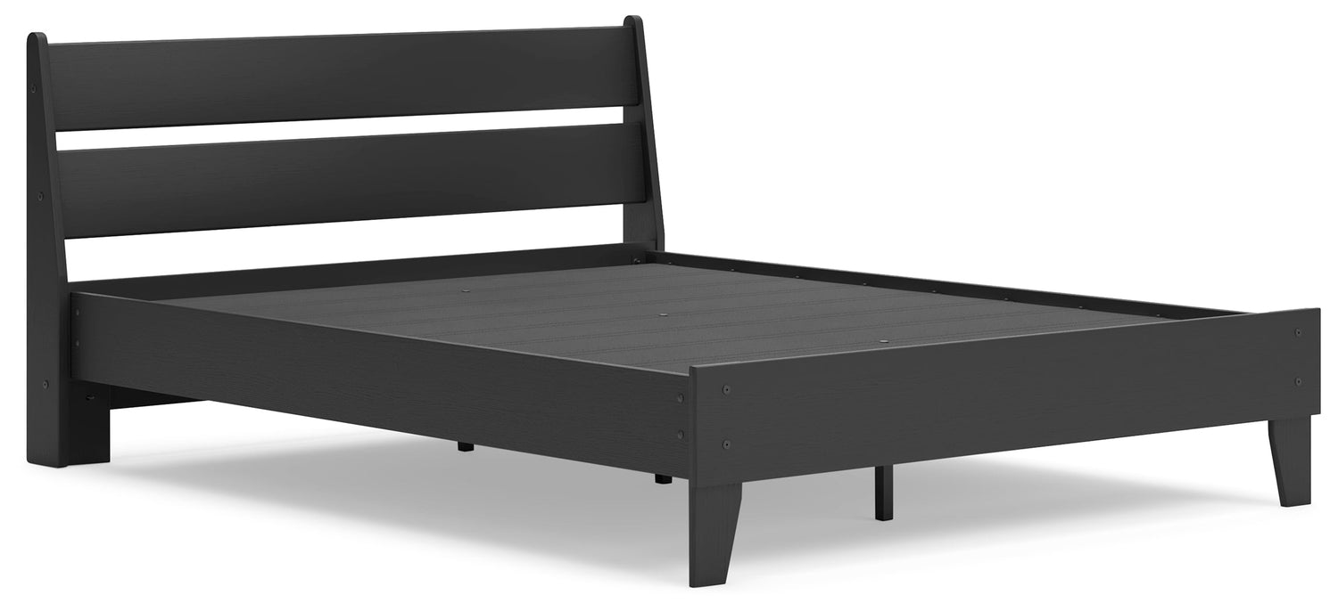 Socalle Queen Panel Platform Bed with Dresser, Chest and Nightstand in Black - PKG018879