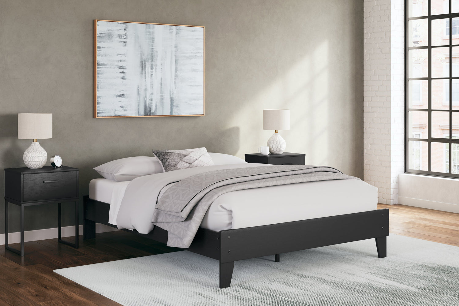 Socalle Queen Platform Bed with Dresser and 2 Nightstands in Black - PKG019046