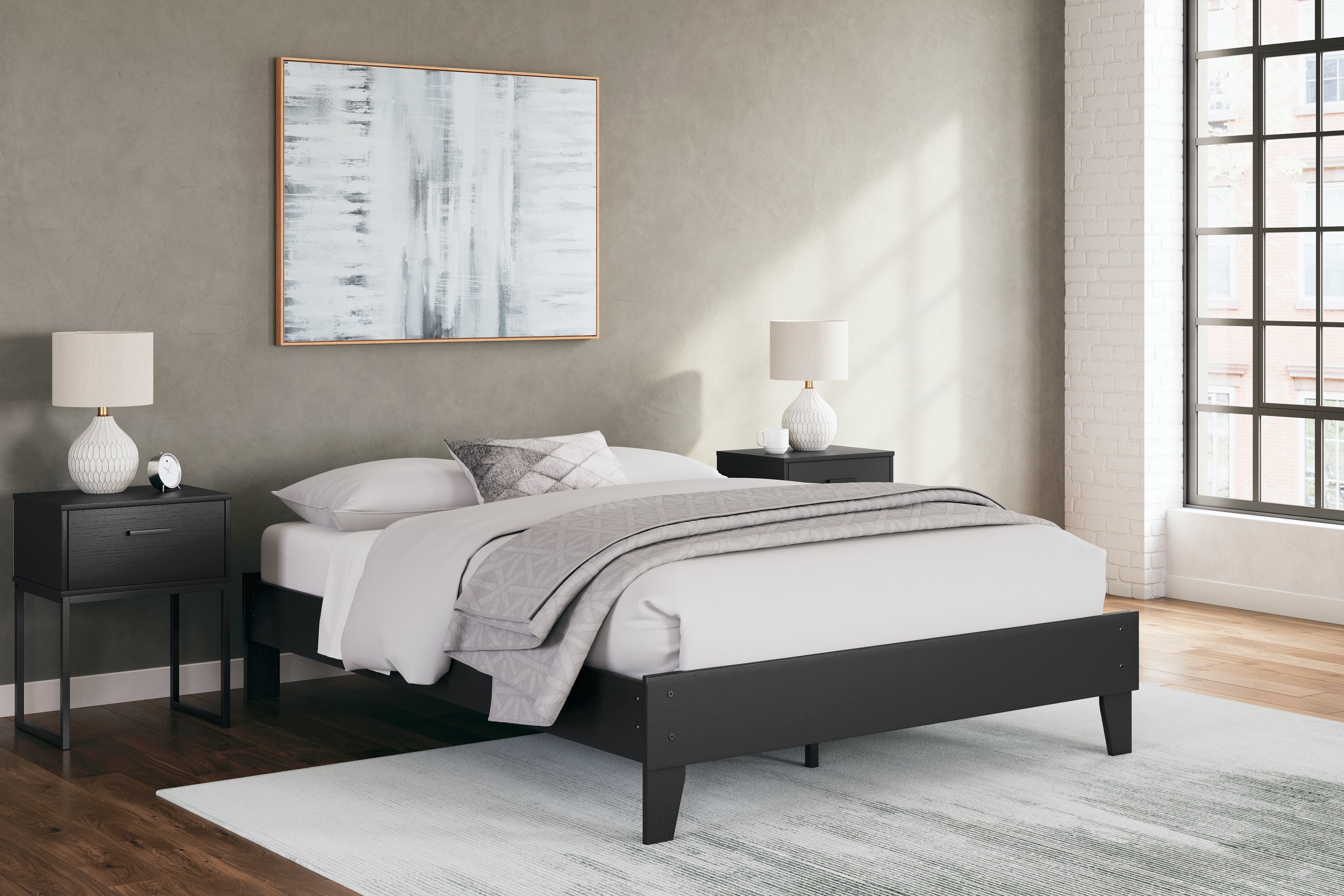 Socalle Queen Platform Bed with Dresser and Chest in Black - PKG018854