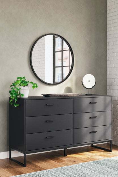 Socalle Twin Panel Headboard with Dresser, Chest and Nightstand in Black - PKG018859