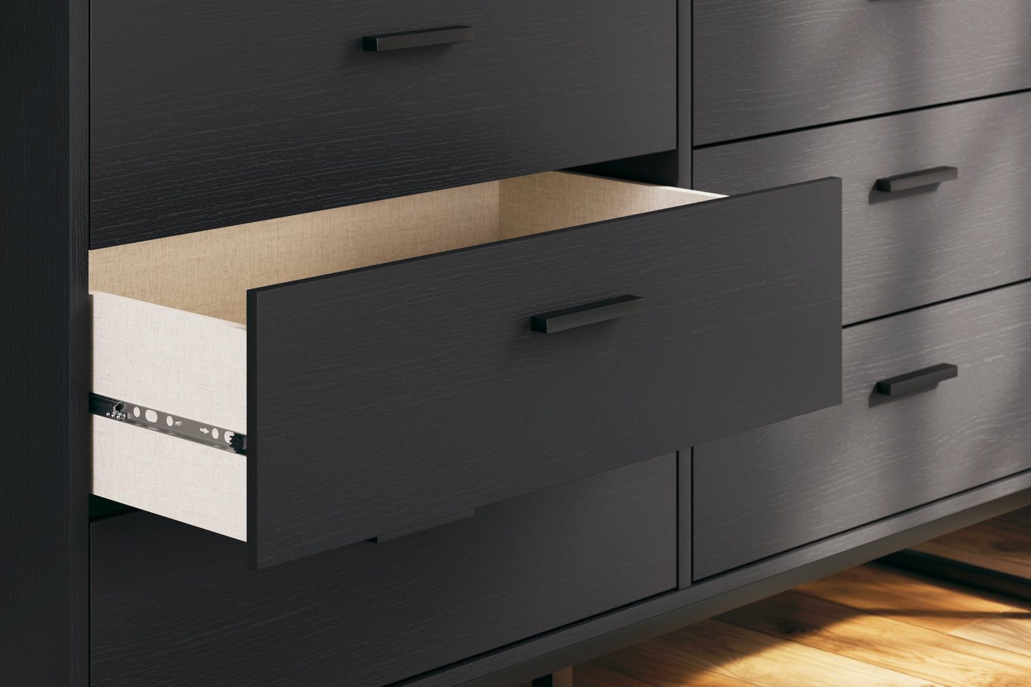 Socalle Twin Panel Headboard with Dresser in Black - PKG018856