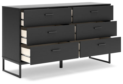 Socalle Twin Panel Platform Bed with Dresser and 2 Nightstands in Black - PKG019057