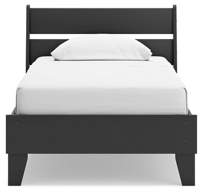 Socalle Twin Panel Platform Bed with Dresser and Nightstand in Black - PKG018869